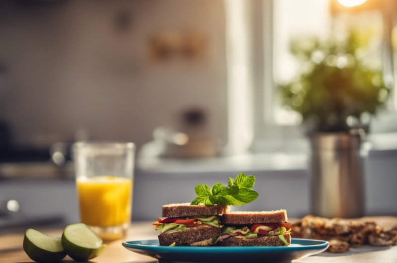 Falafel and Pickled Veggie Sandwich with Minted Yogurt