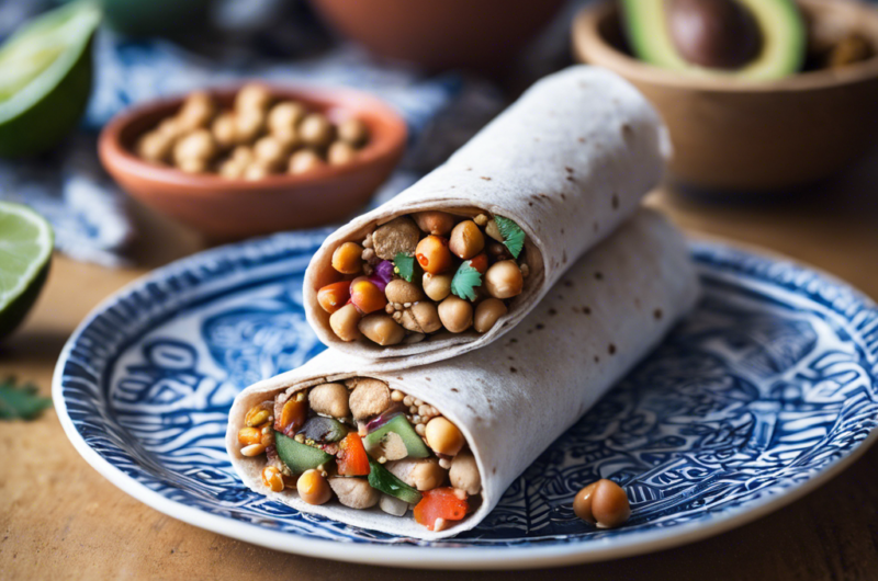 Spiced Coriander Chickpea Wrap with Quinoa and Avocado